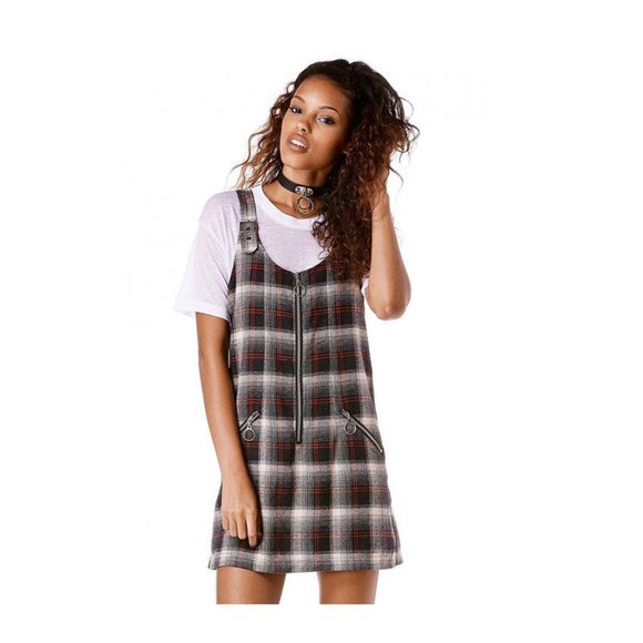 ♡UNIF PLAID DETENTION PINAFORE DRESS♡ - Picture 3 of 4
